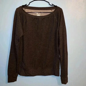 Nike Dri-Fit Sweatshirt Womens Small Boat Neck Dark Gray Long Sleeve Pullover